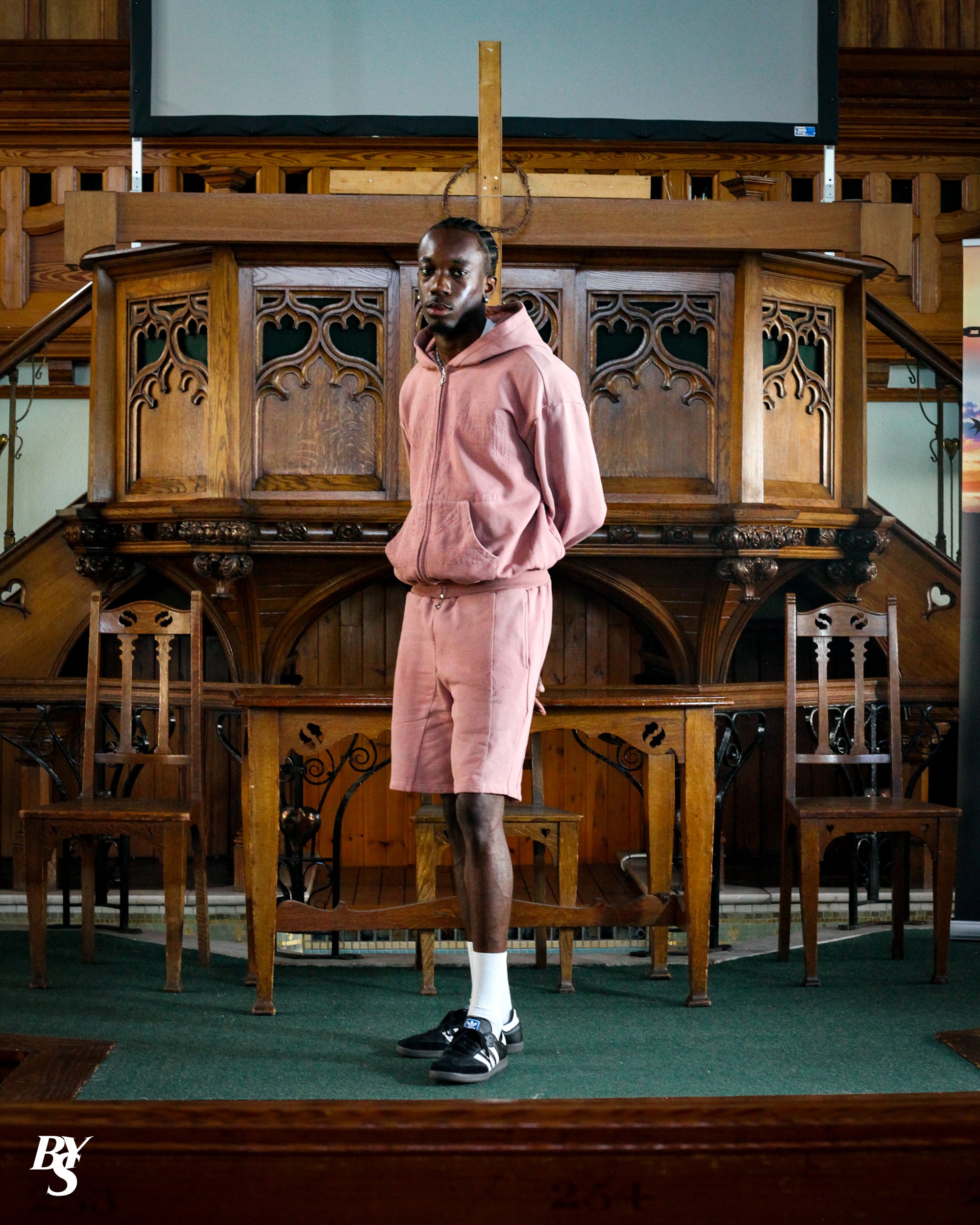 Prayer Dept Zip Hoodie - Dusty Pink (IN STOCK - Shipping Immediately)