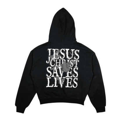 Jesus Christ Saves Lives Hoodie - Black