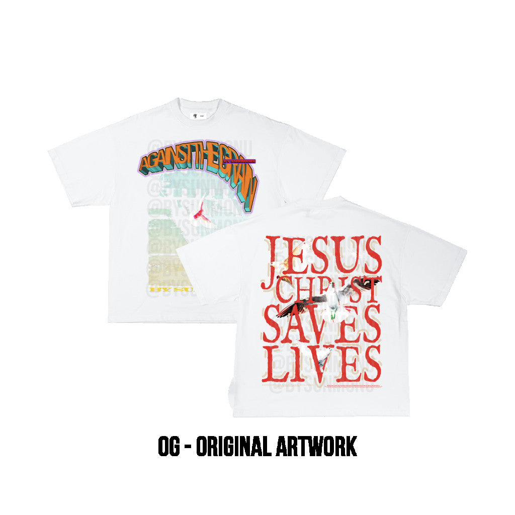 Jesus Christ Saves Lives Archive T-Shirt - White