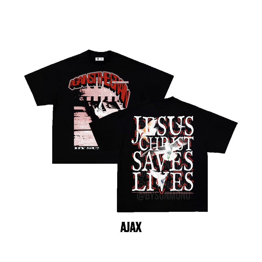 Jesus Christ Saves Lives Archive T-Shirt - Black