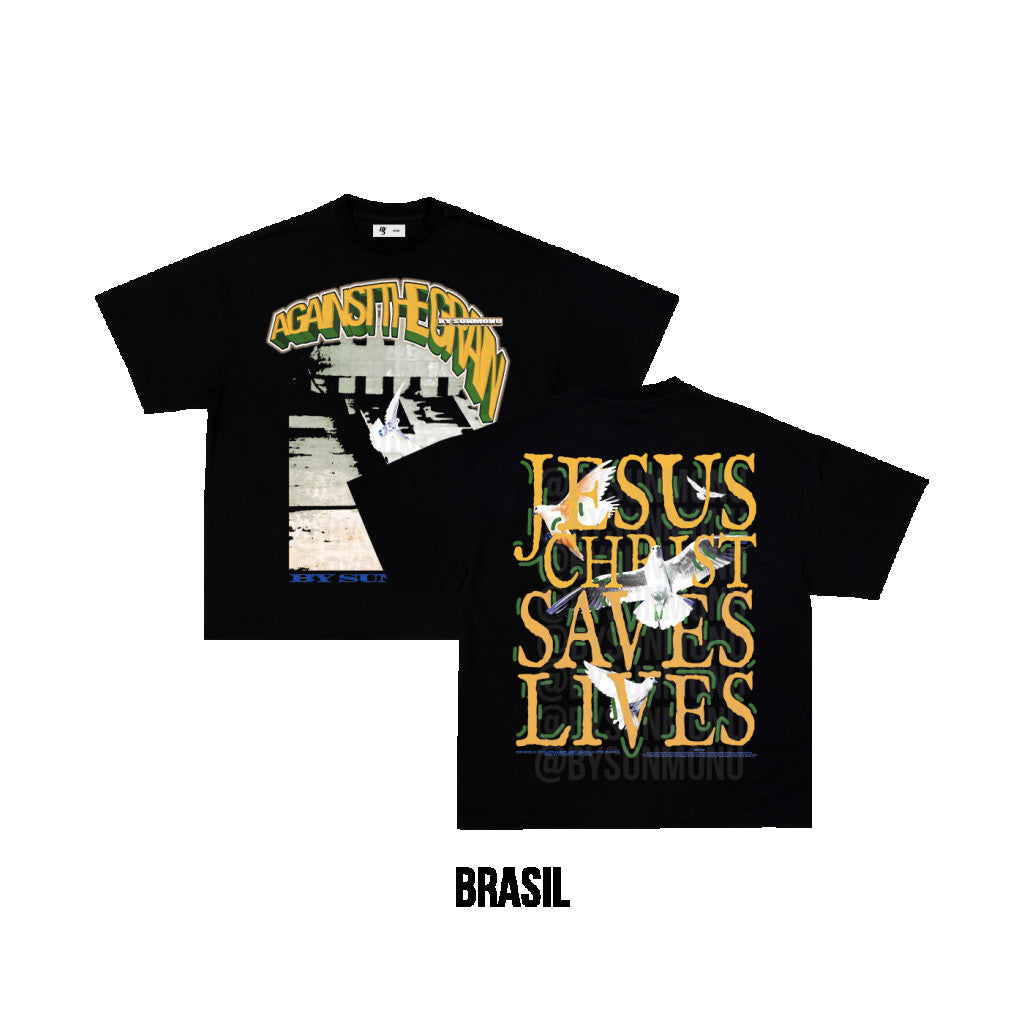 Jesus Christ Saves Lives Archive T-Shirt - Black