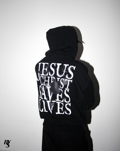 Jesus Christ Saves Lives Hoodie - Black