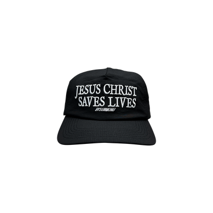 Jesus Christ Saves Lives Cap - Black