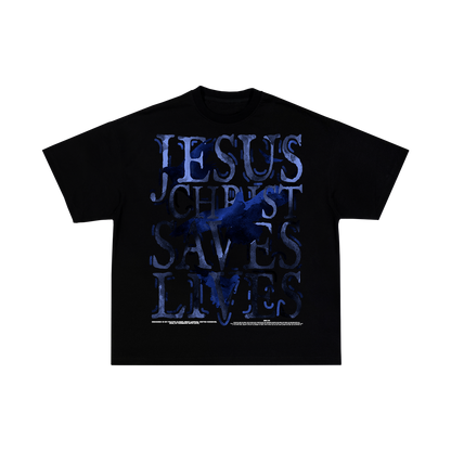 Jesus Christ Saves Lives T-Shirt - Black (Ships in 3-4 weeks)