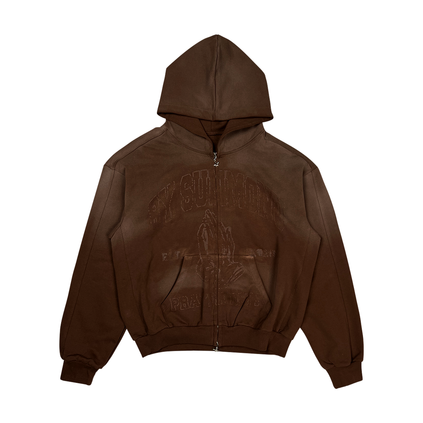 Prayer Dept Zip Hoodie - Chocolate (IN STOCK - Shipping Immediately)